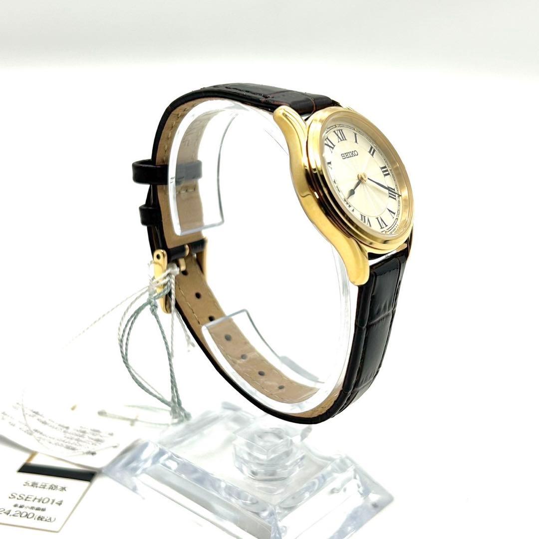 未使用 セイコー ナノユニバース コラボ 腕時計 クオーツ Wネーム レザー 金