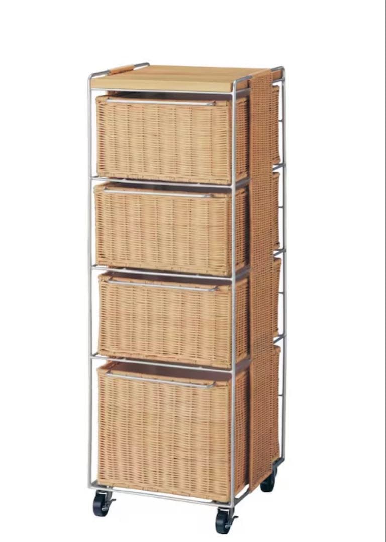 ベルメゾン　ラタンランドリーチェスト　ライトナチュラル B／３５