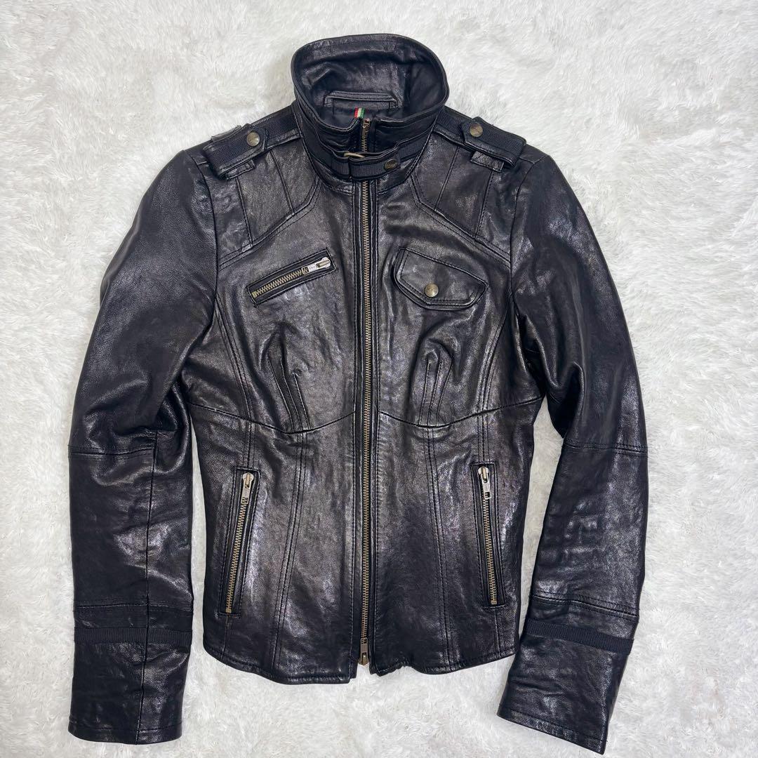 ヴィンテージ GAS ガス レザージャケット イタリア製 ブラック 40