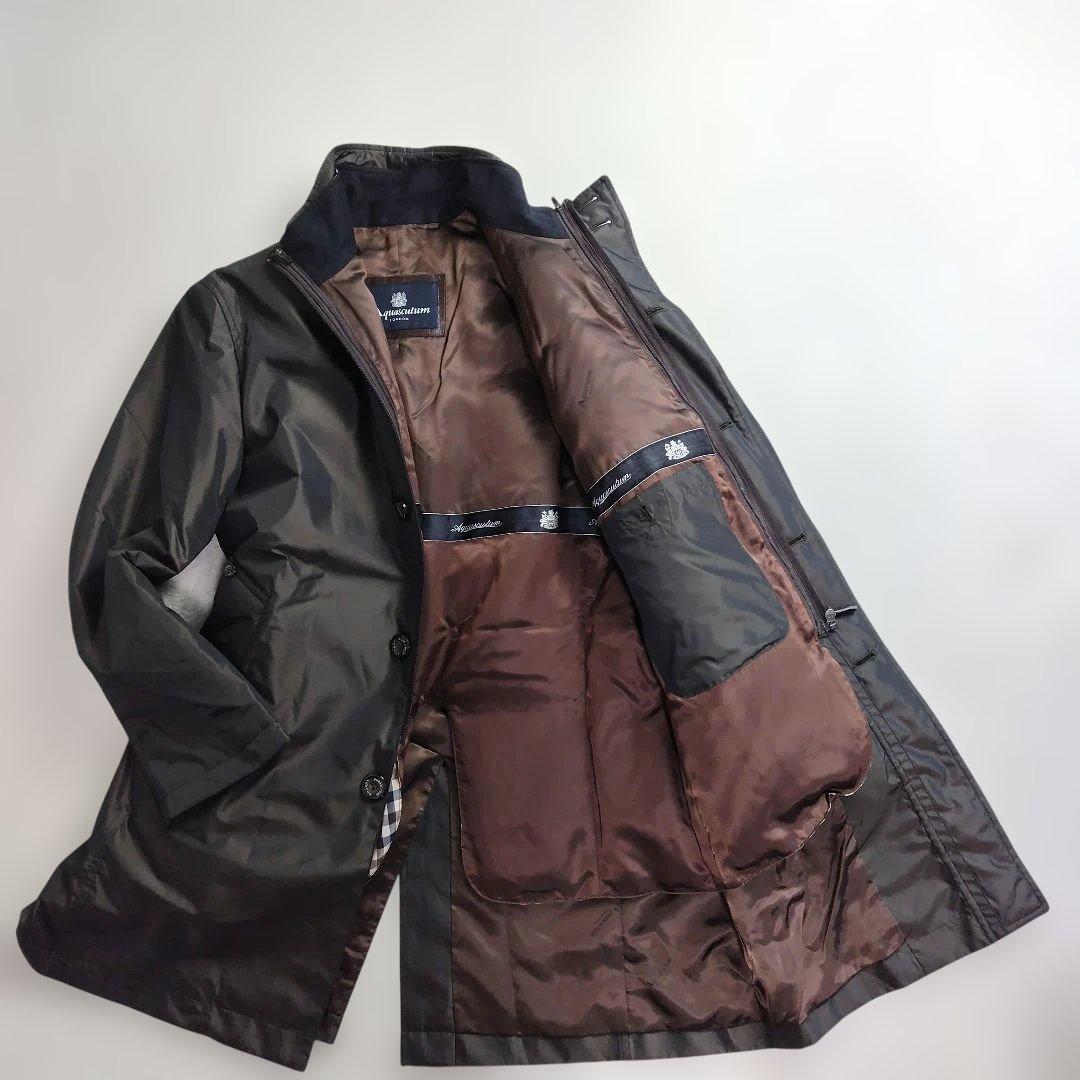 ✨極美品✨Aquascutum ステンカラーコート 中綿ダウン シルク混