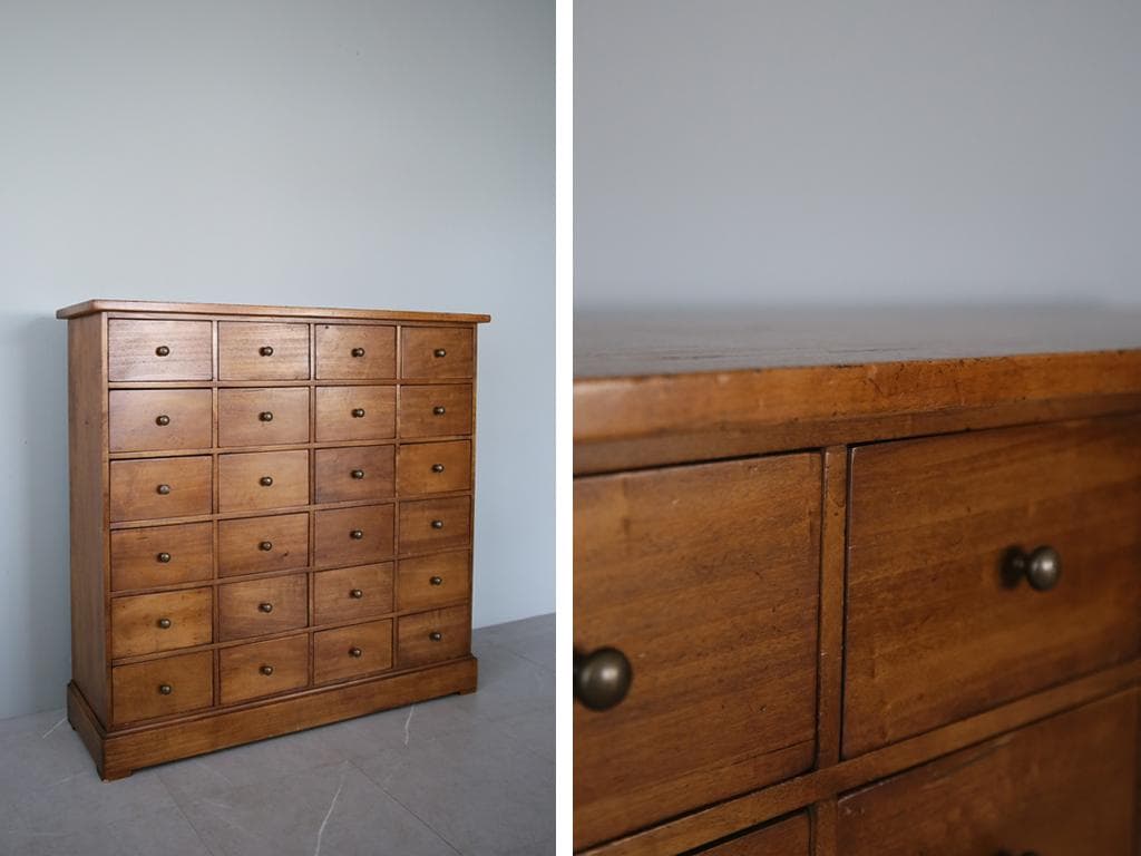 フランスアンティーク24杯ドロワーキャビネット/木製チェスト/タンス(86-85