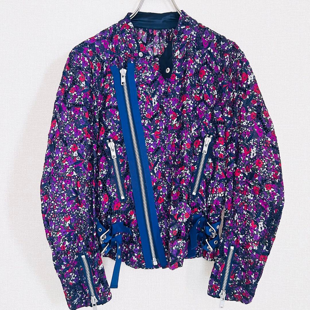 【美品】 Sacai サカイ 花柄 レース 総柄 ライダースジャケット 希少品