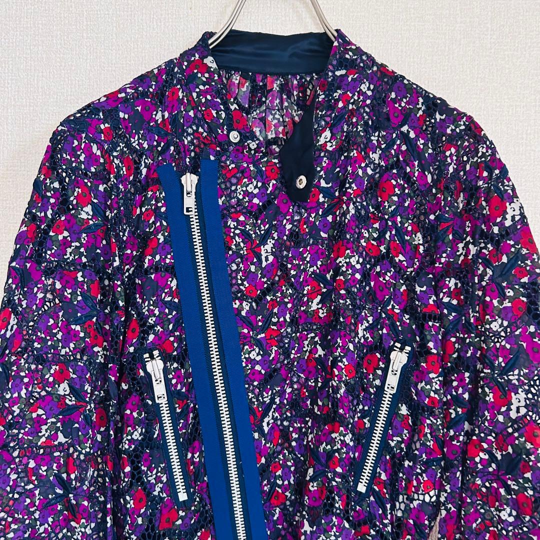 【美品】 Sacai サカイ 花柄 レース 総柄 ライダースジャケット 希少品