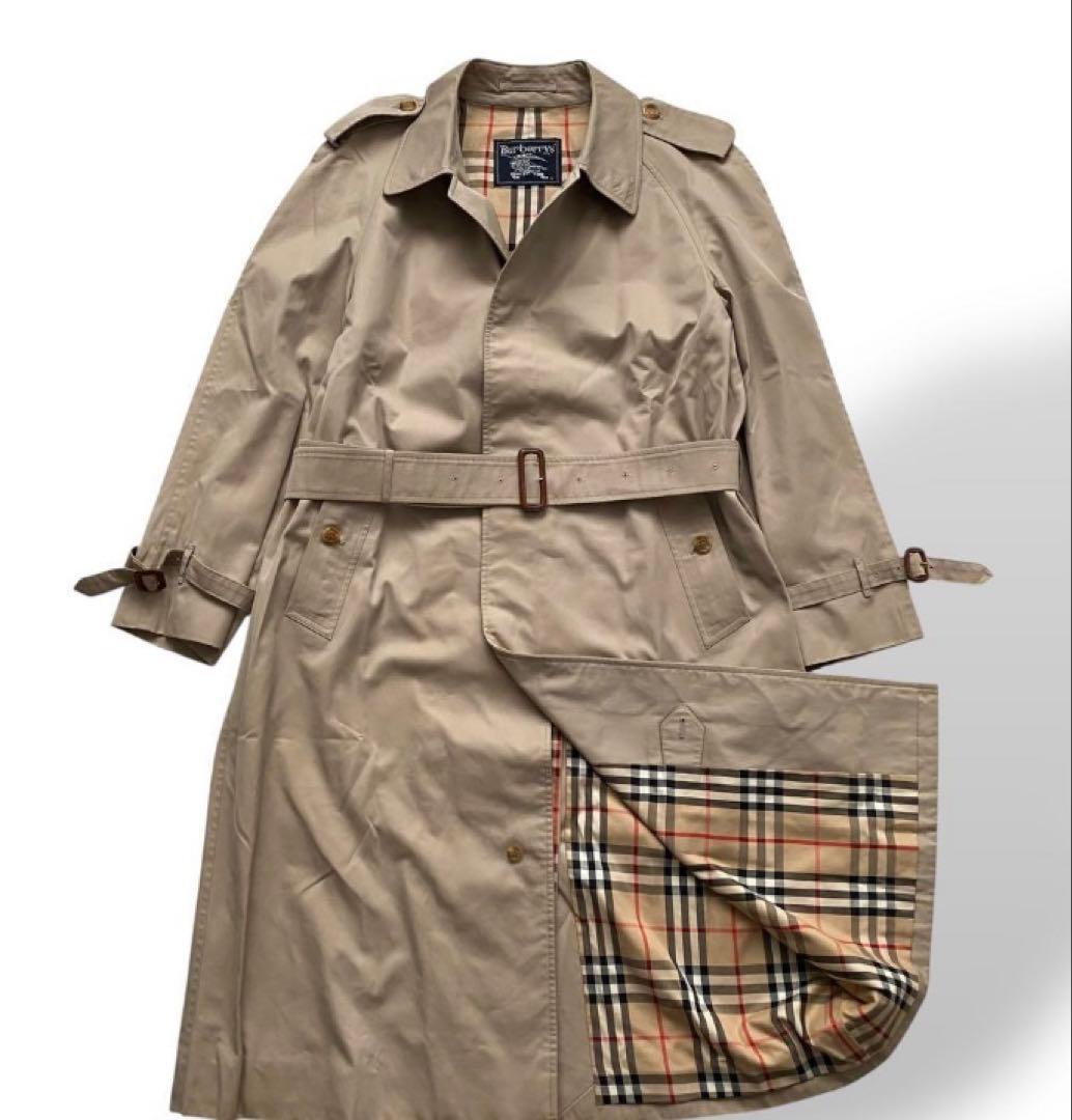 バーバリー超美品ステンカラーコートロング丈ベージュ トレンチコート