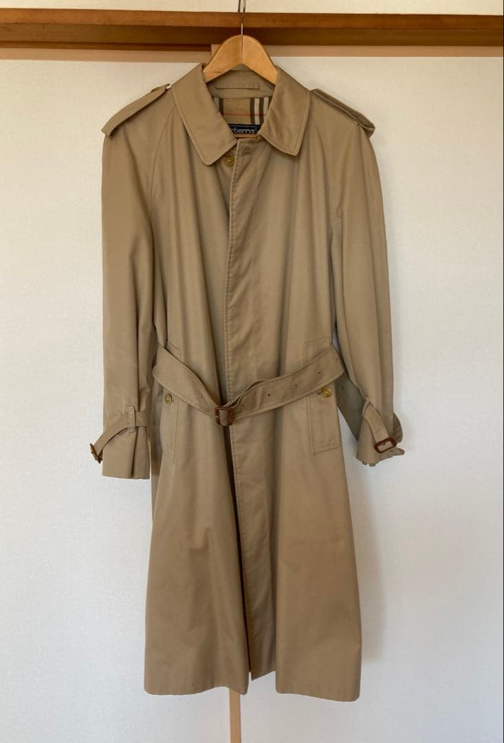 バーバリー超美品ステンカラーコートロング丈ベージュ トレンチコート