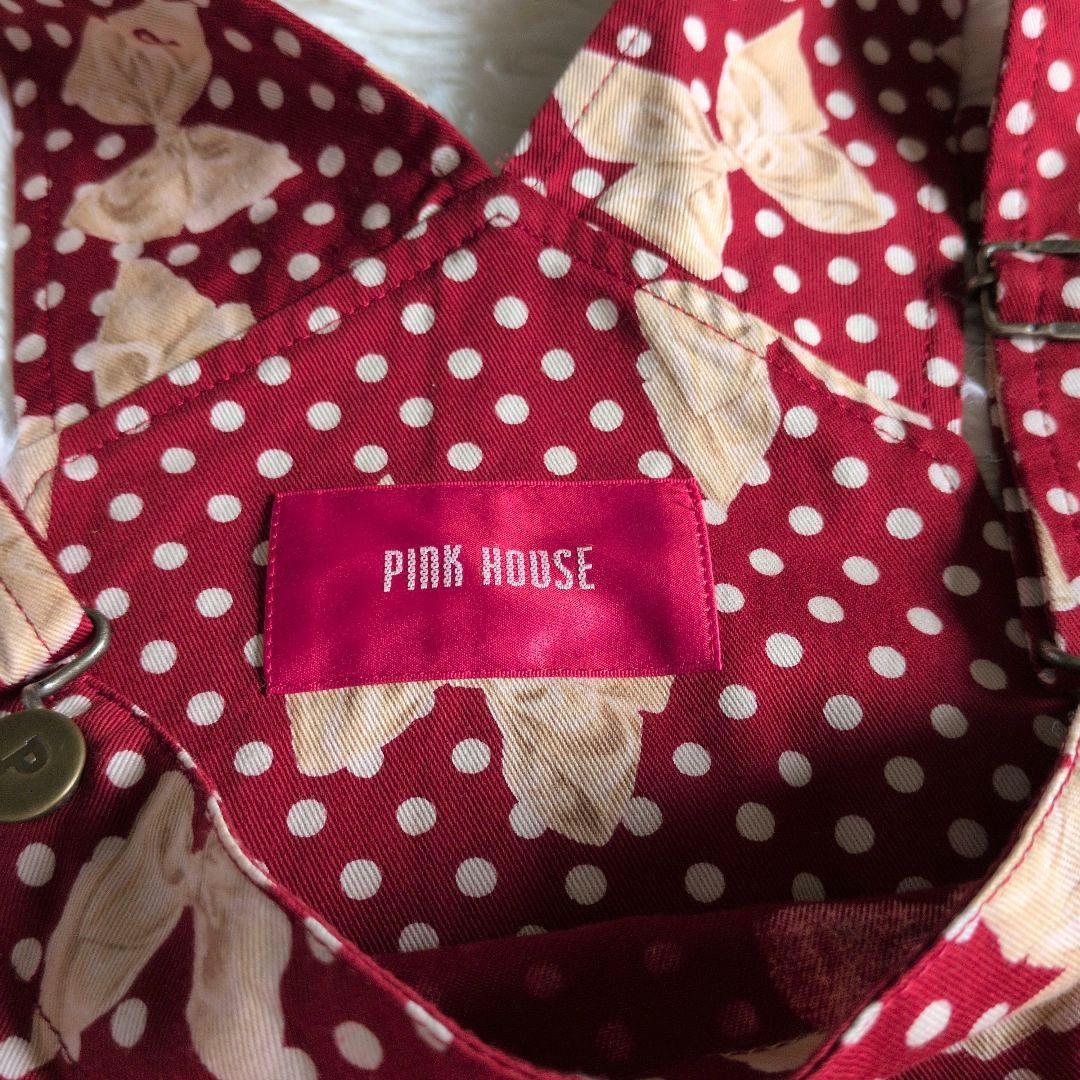 ピンクハウス　ジャンバースカートリボン PINK HOUSE 赤ドットサロペット