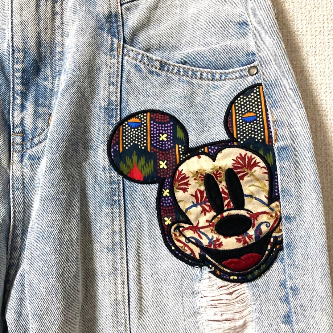 【美品】デシグアル　ミッキーマウス リラックスジーンズ　デニム　ダメージ　M