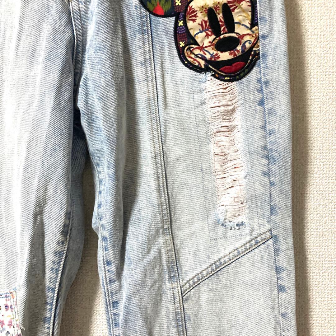 【美品】デシグアル　ミッキーマウス リラックスジーンズ　デニム　ダメージ　M