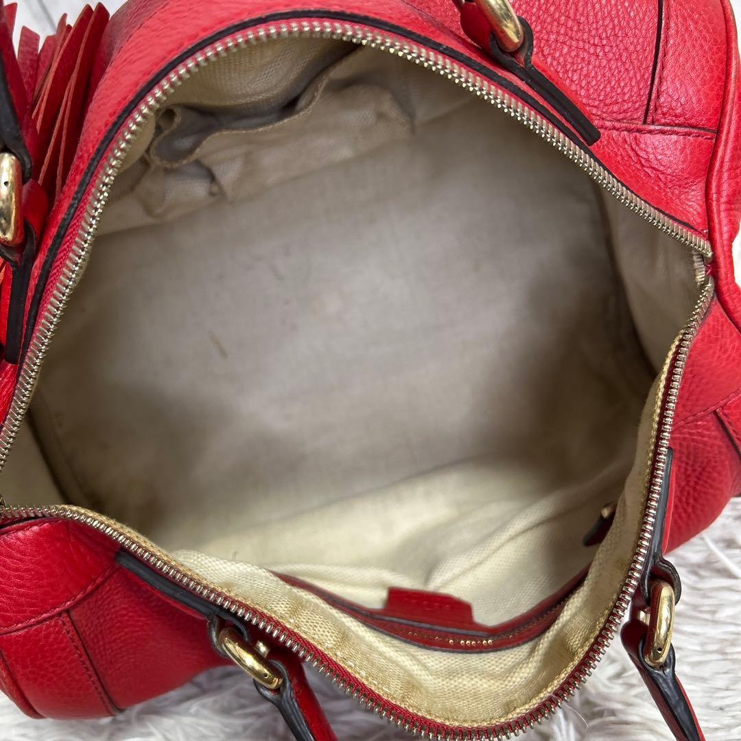 GUCCI ソーホー　ボストンバッグ ハンドバッグ レザー　レッド　GG 赤