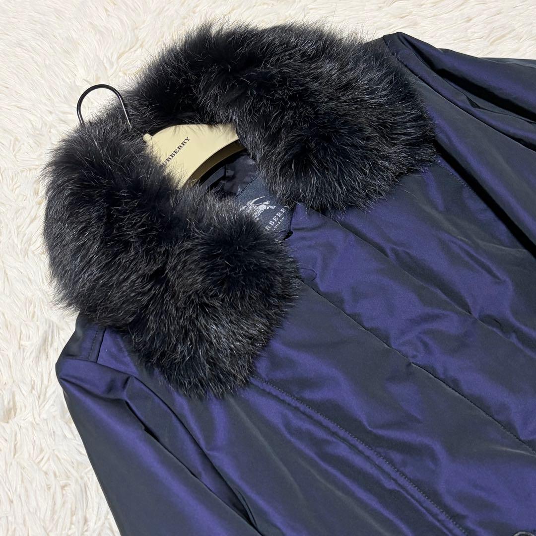 美品　バーバリーロンドン　中綿コート　ノバチェック　フォックス　ネイビー　46