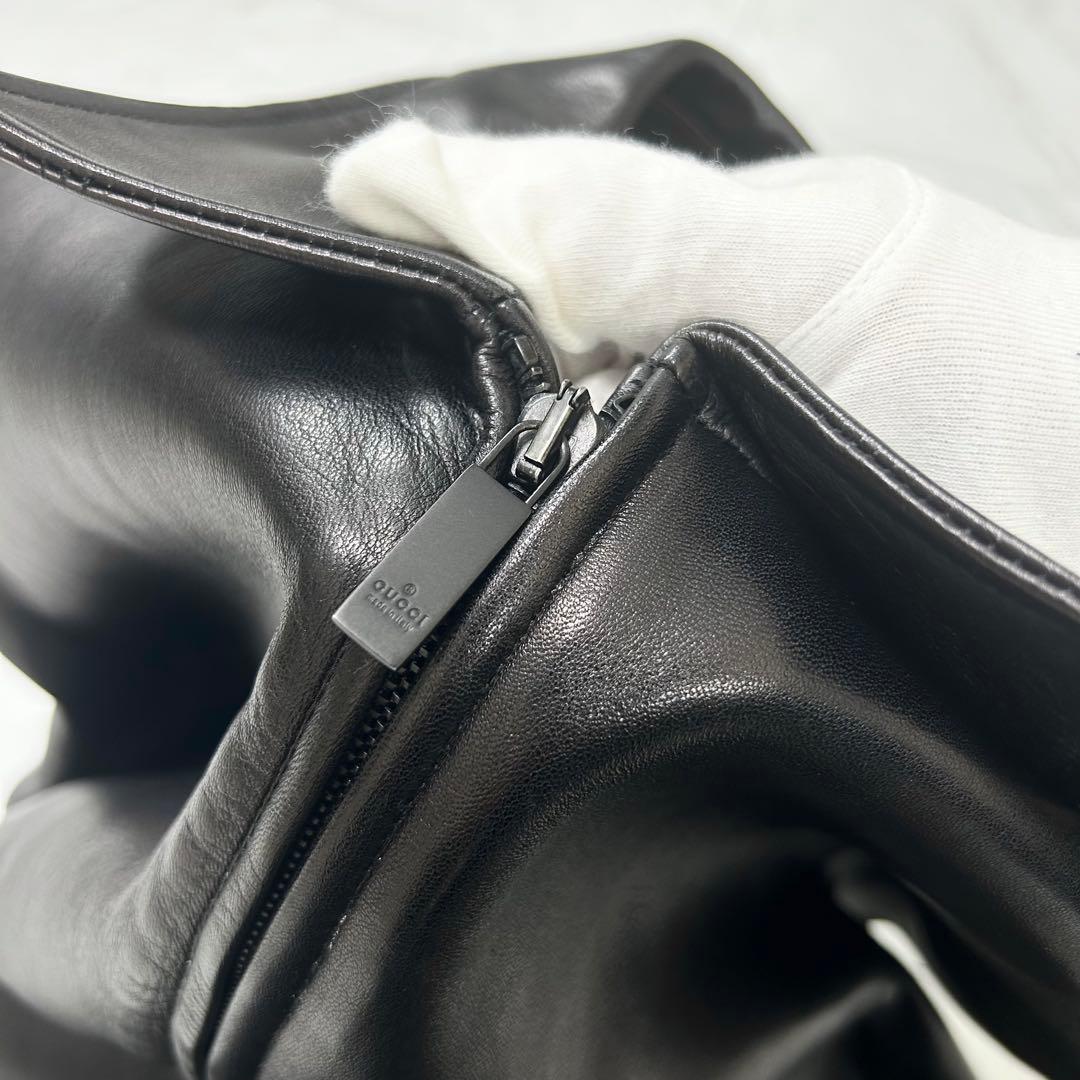 極美品 グッチ シングルライダース カウレザー ジャケット トムフォード期 46