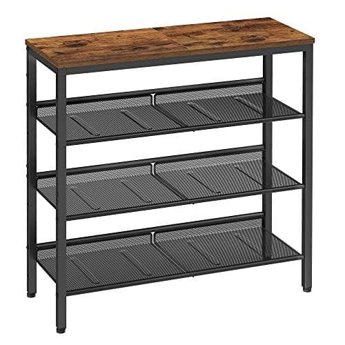 VASAGLE シューズラック 靴棚 4段オープンラック 玄関靴収納 メッシュp