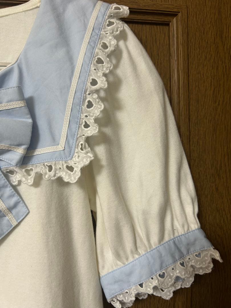 【アンジェリックプリティ】セーラー襟リボン付き半袖トップス