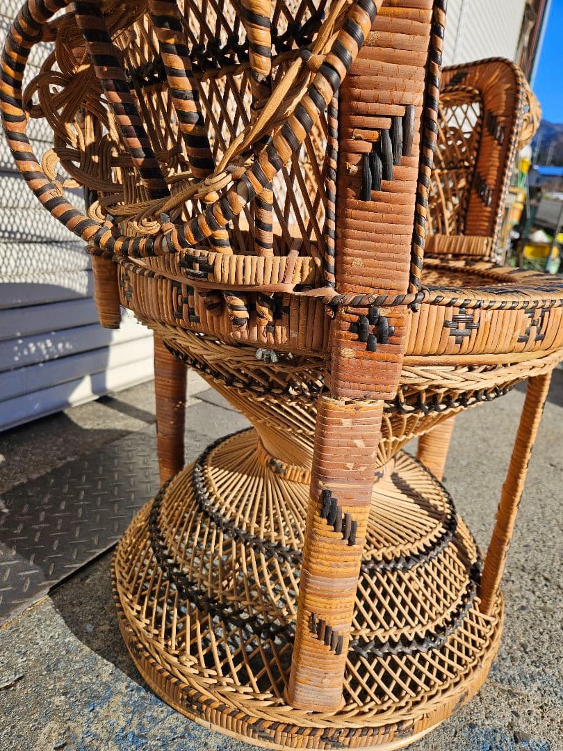 ヴィンテージ エマニュエルチェア ピーコックチェア 椅子 ラタン 編み込み 籐