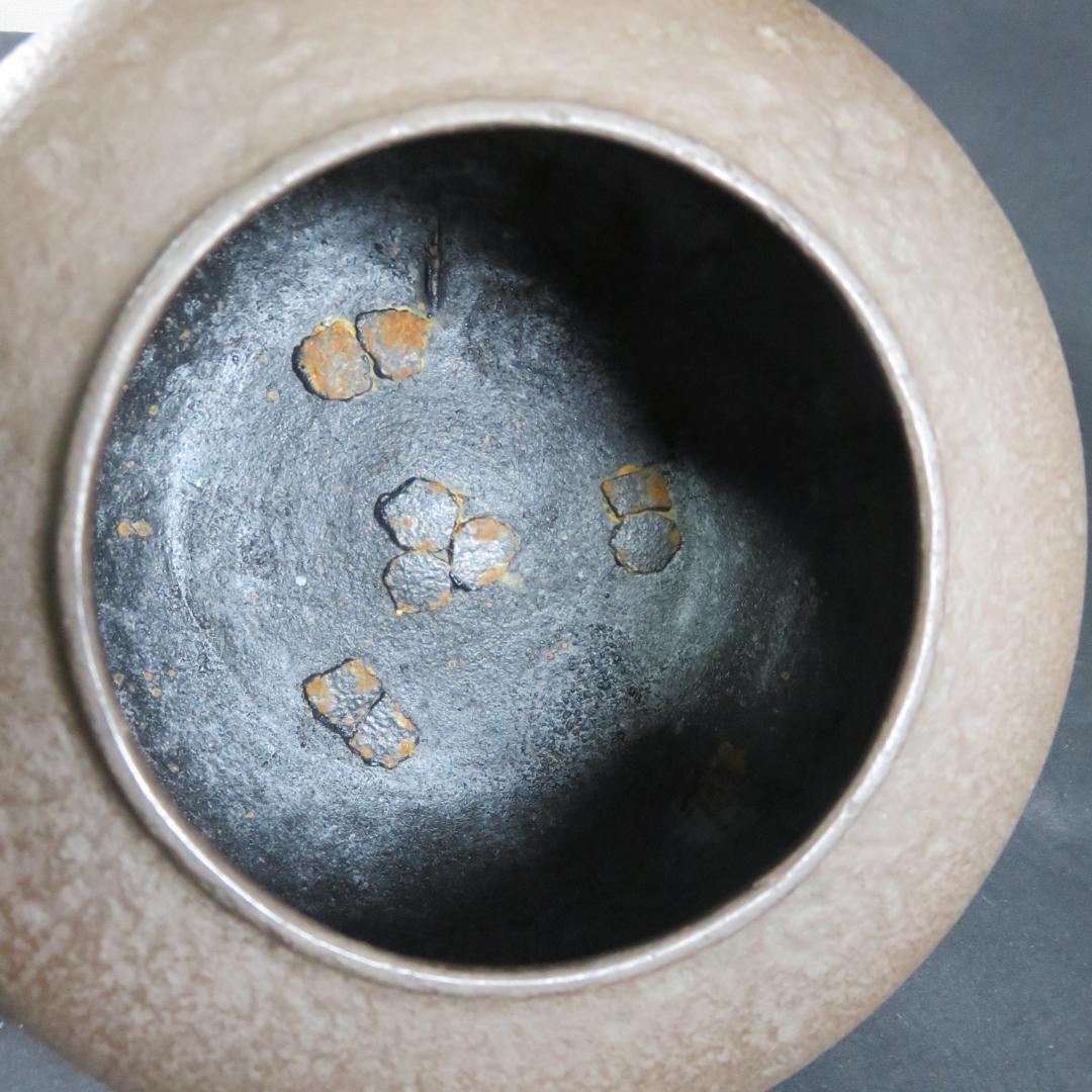 茶釜 茶道具 唐銅風炉 切合鬼面釜 木箱 共箱 在銘