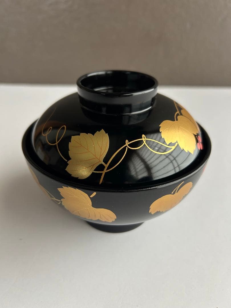 蓋付き吸い物椀 会津塗 伝統工芸 正月椀 蒔絵 金彩 漆器椀 5 客セット