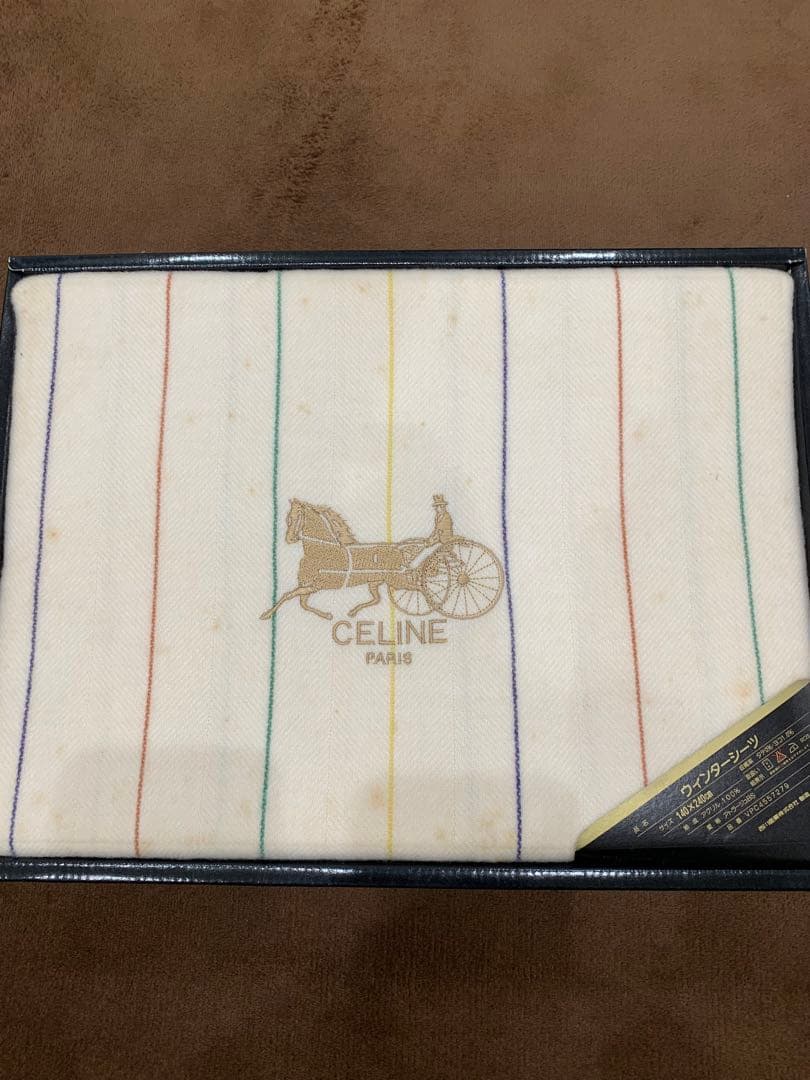 【未使用】CELINE セリーヌ 綿毛布 ブランケット シーツ 140×200