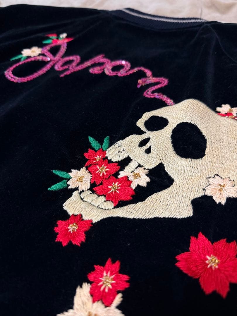 ２面用 別珍 Cropped Heads スカル 日本 スカジャン unisex