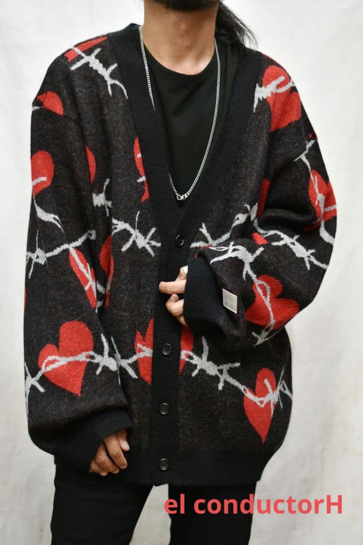 【極美品】el conductorH モヘアニットカーディガン ハート有刺鉄線