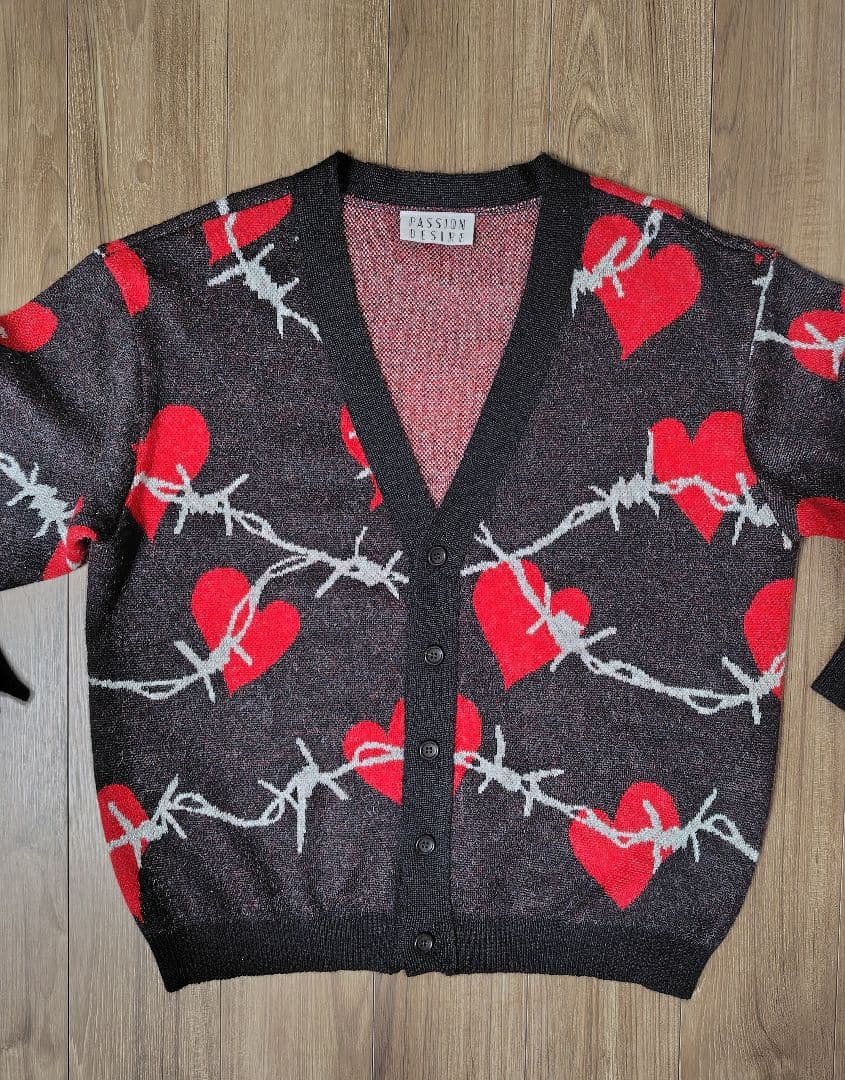 【極美品】el conductorH モヘアニットカーディガン ハート有刺鉄線