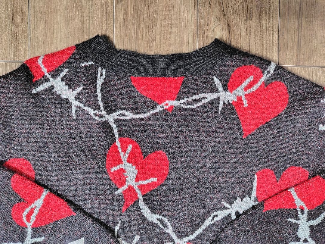 【極美品】el conductorH モヘアニットカーディガン ハート有刺鉄線