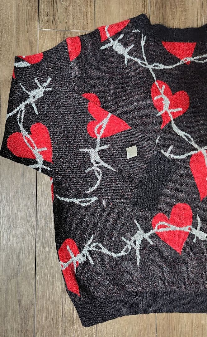 【極美品】el conductorH モヘアニットカーディガン ハート有刺鉄線