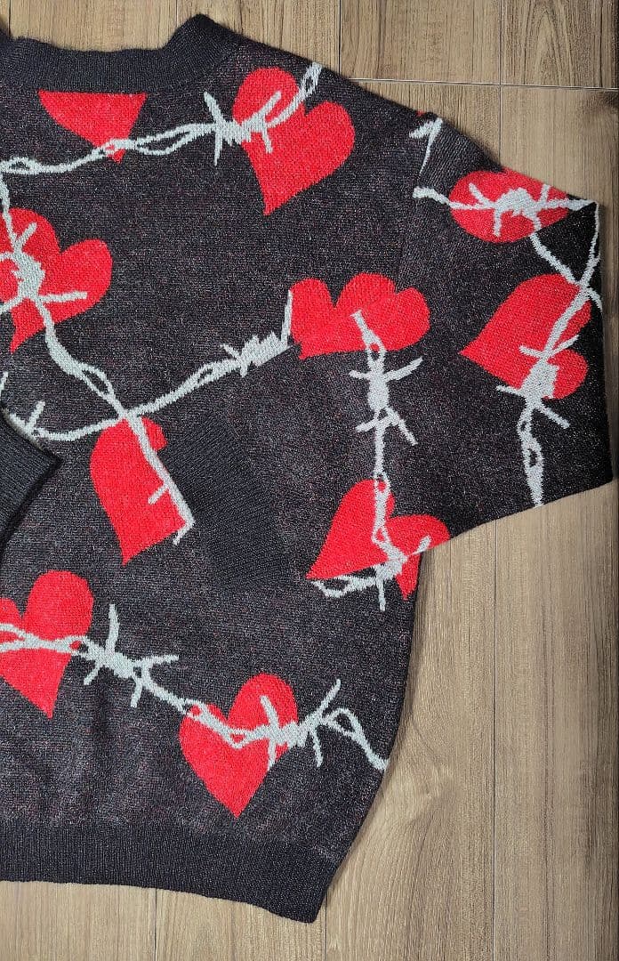 【極美品】el conductorH モヘアニットカーディガン ハート有刺鉄線