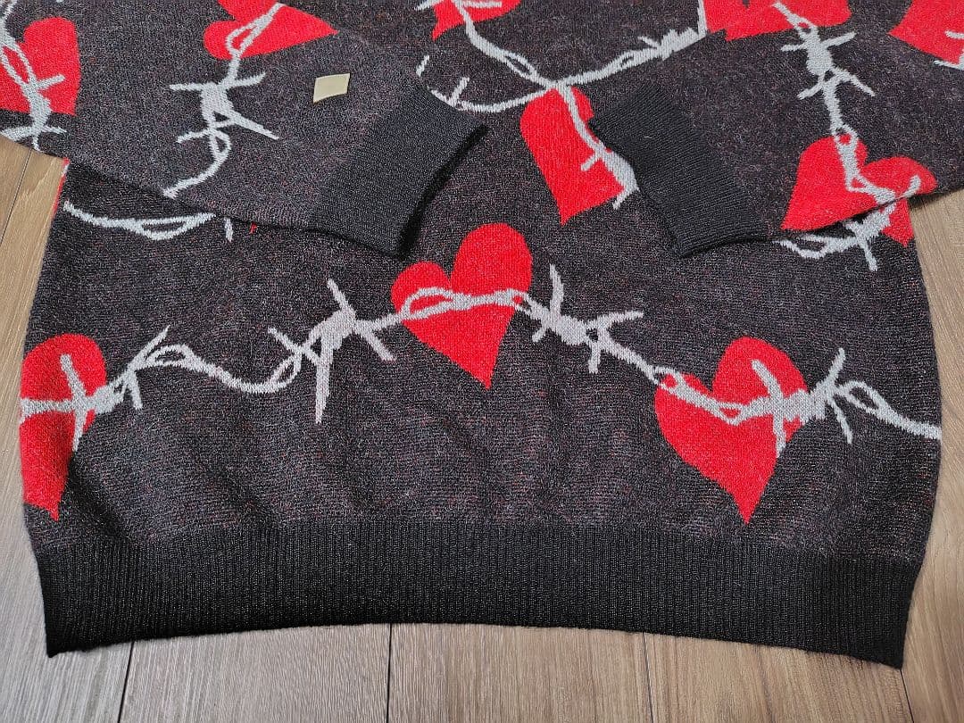 【極美品】el conductorH モヘアニットカーディガン ハート有刺鉄線