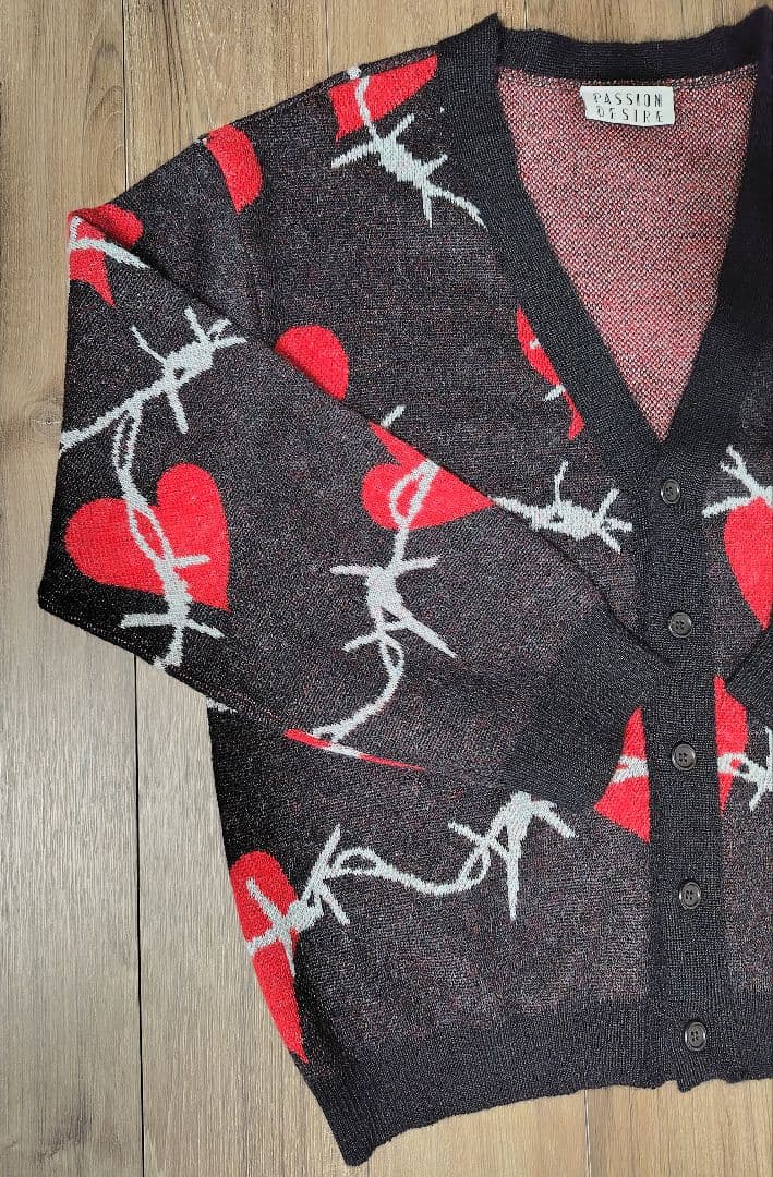 【極美品】el conductorH モヘアニットカーディガン ハート有刺鉄線