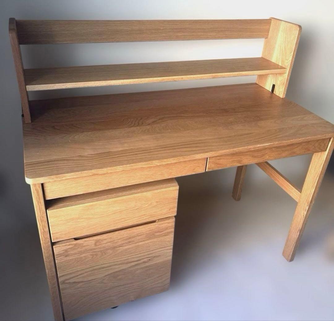 無印良品　MUJI オーク無垢材デスク　学習机　シンプル　上置き棚　札幌直接可