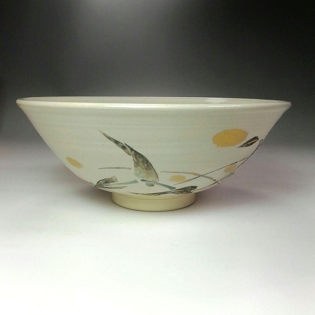 Ｓ３６５　茶碗　『犬山本窯』『尾関作十郎作』『つゆくさ絵』　共箱　抹茶碗　茶道具