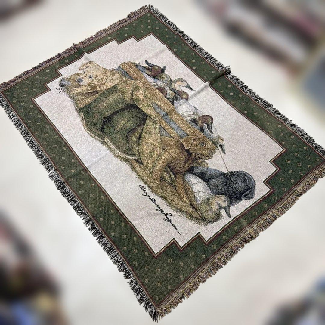 犬　カモ　マルチカバー　ソファカバー　ヴィンテージラグ　133x173