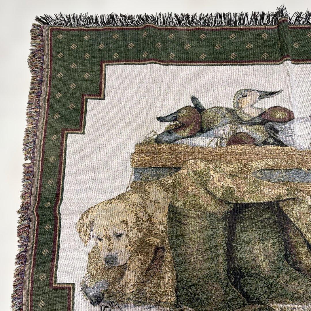 犬　カモ　マルチカバー　ソファカバー　ヴィンテージラグ　133x173