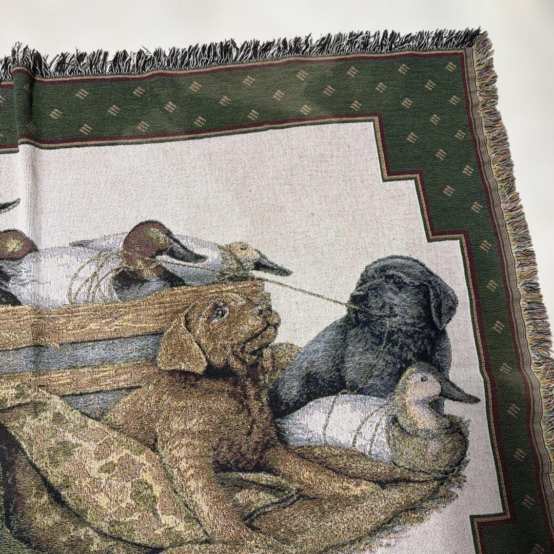 犬　カモ　マルチカバー　ソファカバー　ヴィンテージラグ　133x173