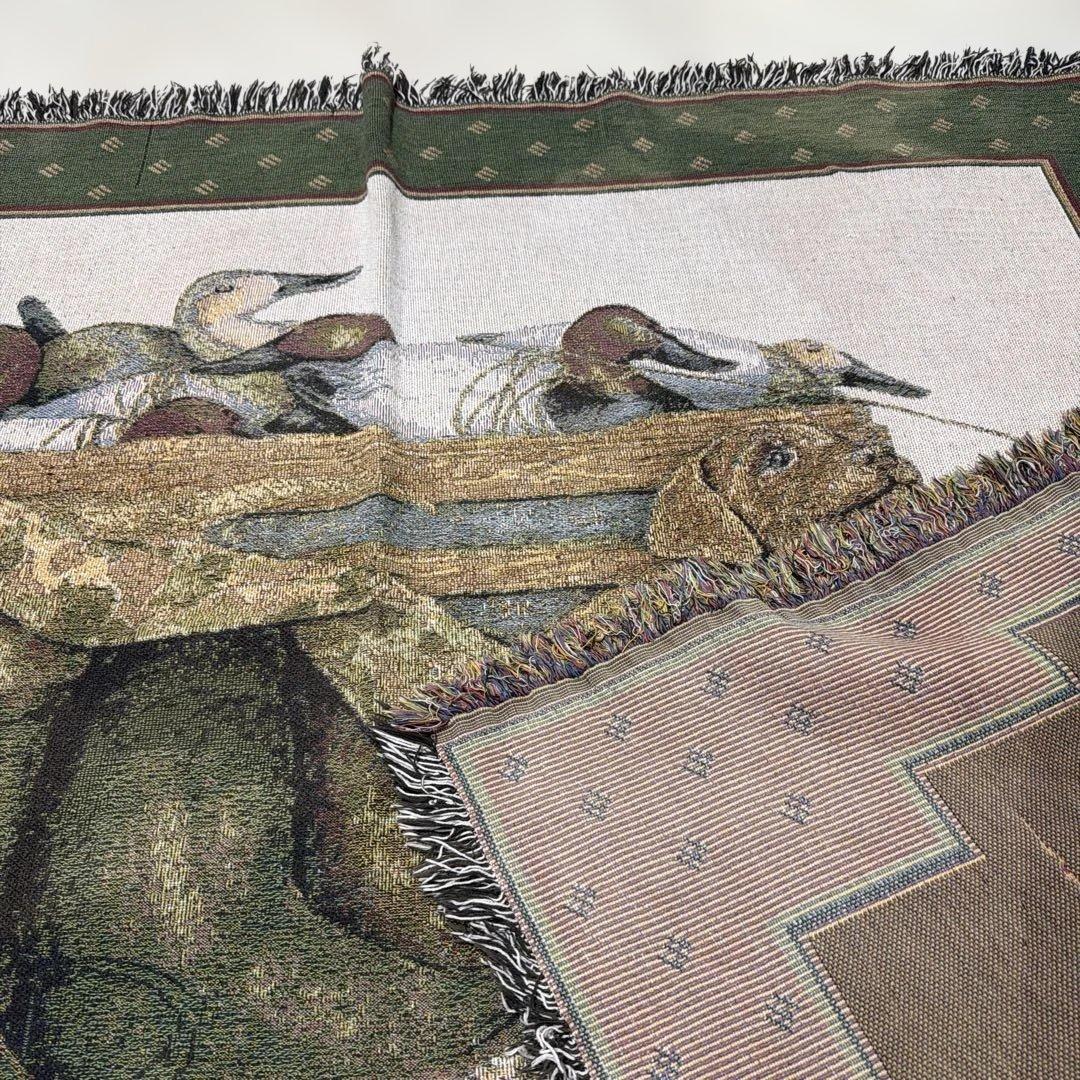 犬　カモ　マルチカバー　ソファカバー　ヴィンテージラグ　133x173