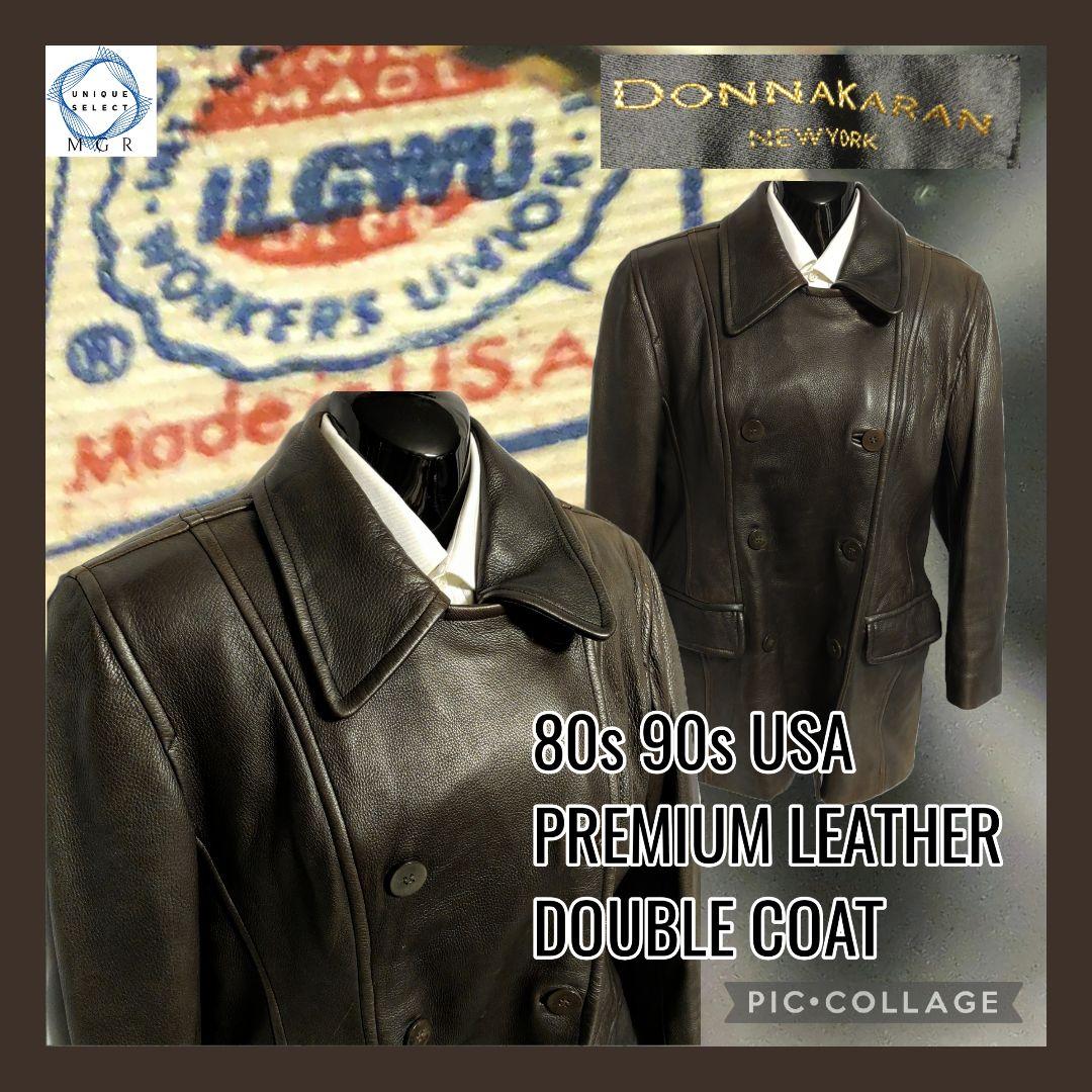 希少 80s 90s レザーダブルコート USA製 コレクションライン