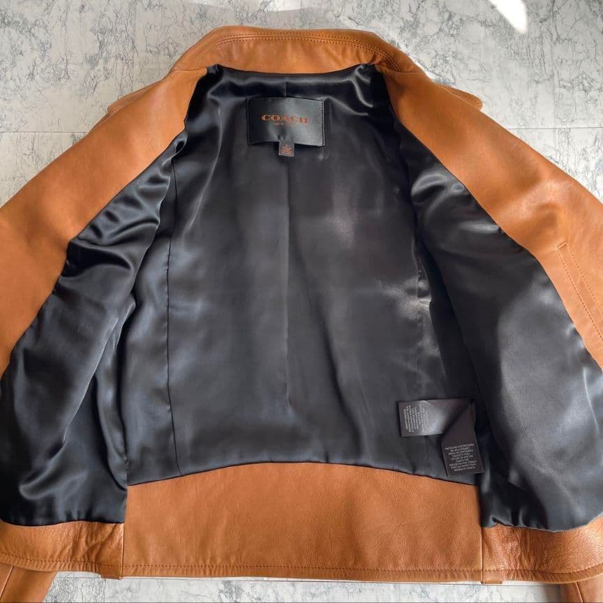 あーたちゃ　コーチ　ダブルライダースジャケット　本革　レザー　ブラウン