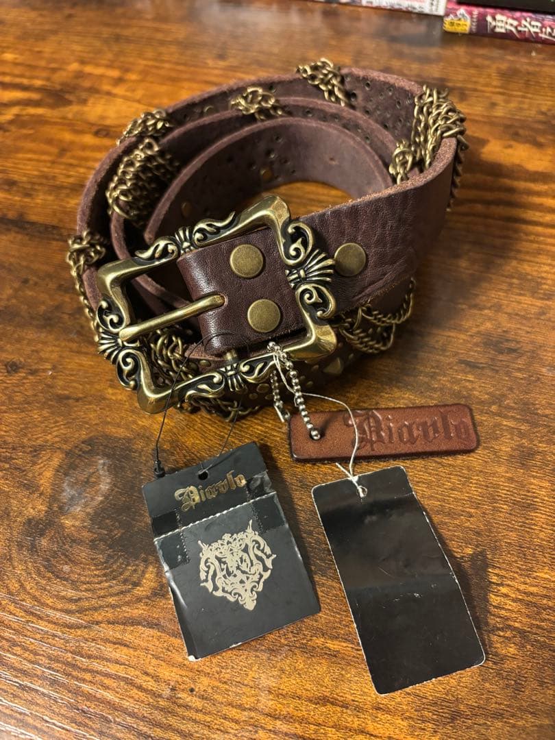 Diablo スタッズチェーンブラウンベルト　タグ付き