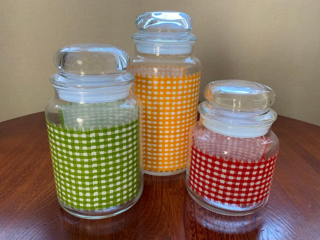 Fire-King ファイヤーキング ギンガムチェック キャニスター3色セット