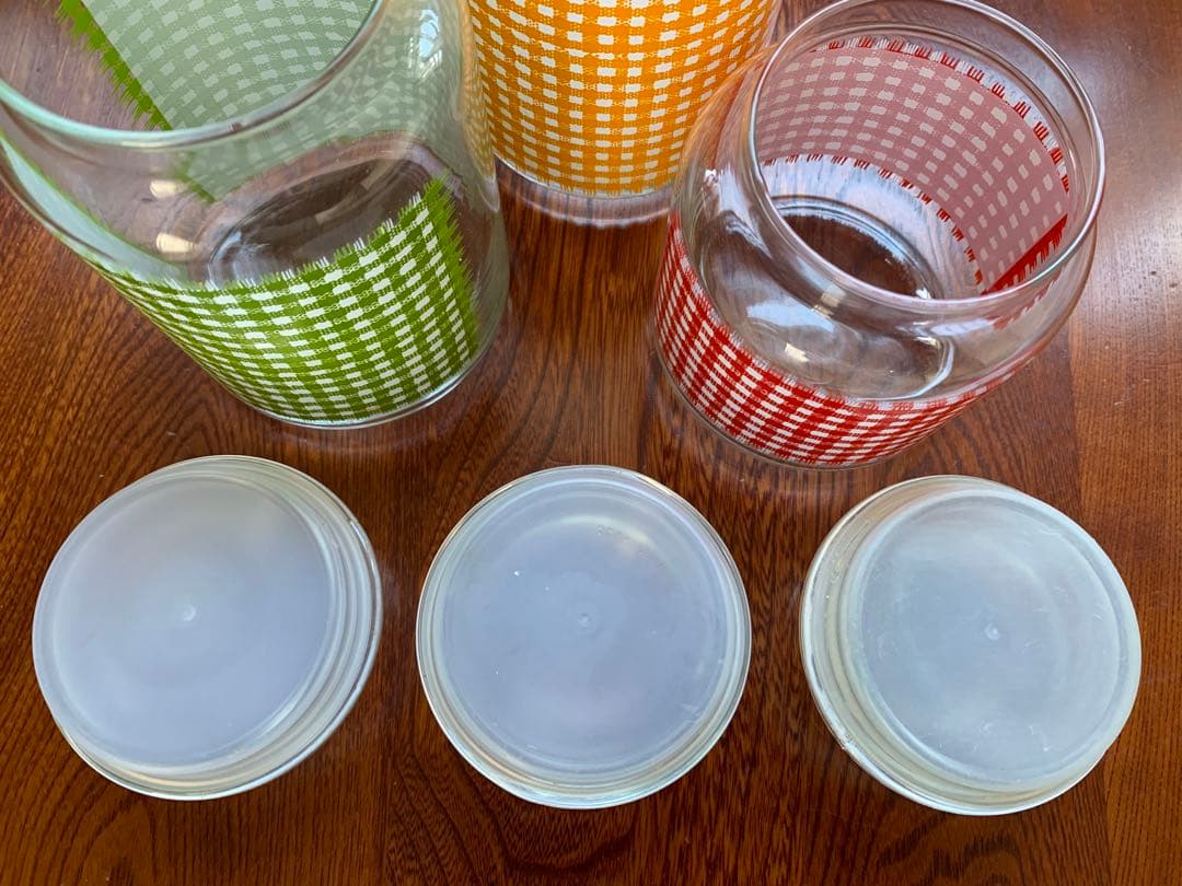 Fire-King ファイヤーキング ギンガムチェック キャニスター3色セット