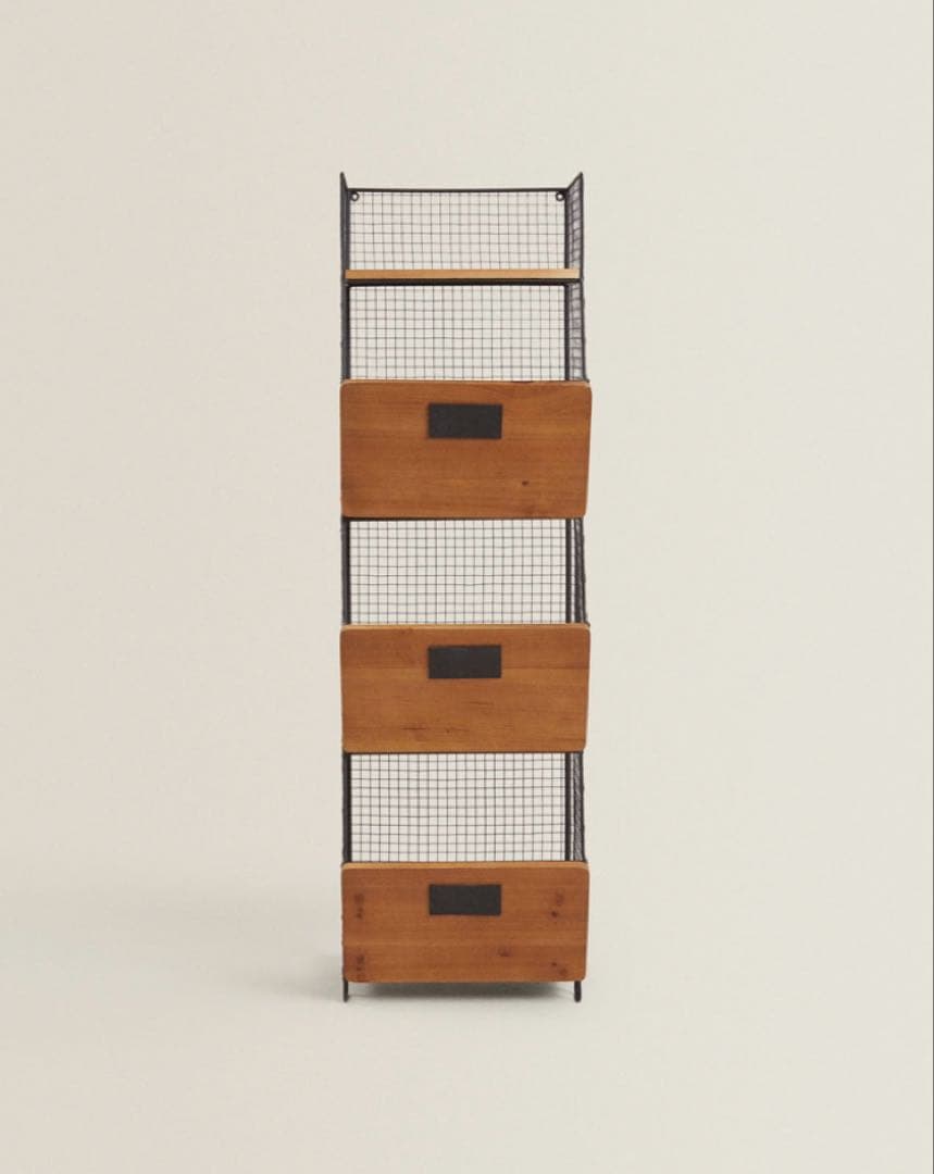 値下げ！ザラホーム　メタル&木製3段収納ラック