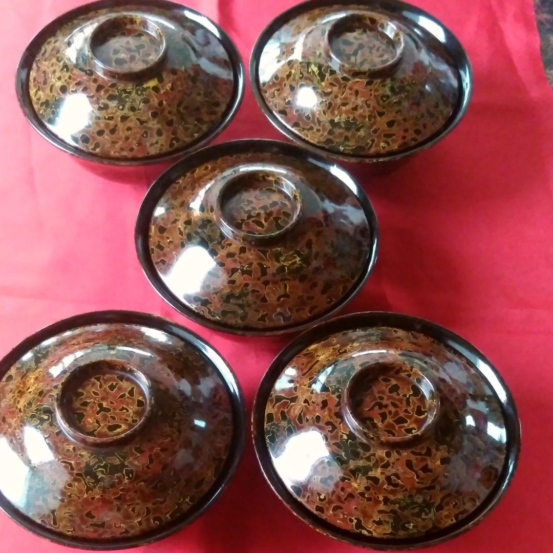 元祖 津軽塗（元祖馬鹿塗）５客セット 120年以上前 お椀　県重宝級？