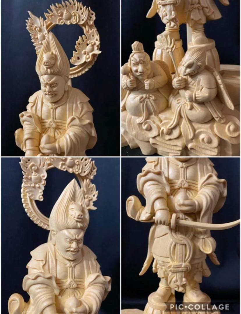 井波彫刻　総檜材　木彫仏像　仏師手仕上げ品　金毘羅権現　金毘羅明王立像