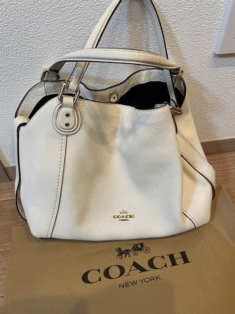 COACH ショルダーバッグ 2way レザーベージュ/ホワイト2点セット