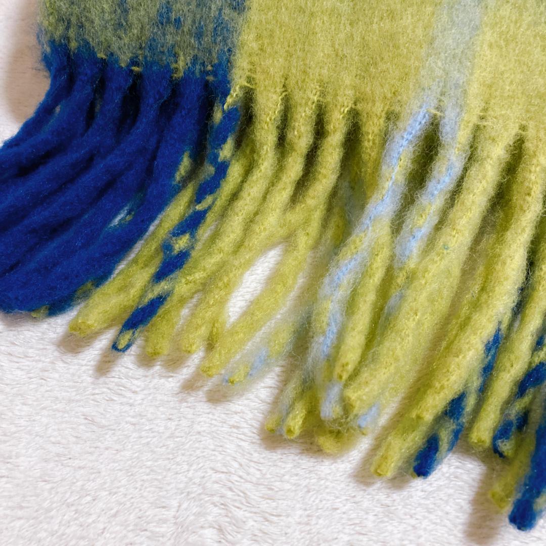 【新品】Vivienne Westwood チェック柄フリンジマフラー ブルー