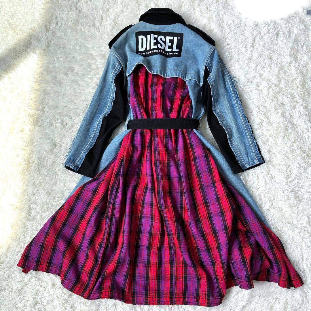 DIESEL ディーゼル　デニム　ドッキング　コート　チェック.