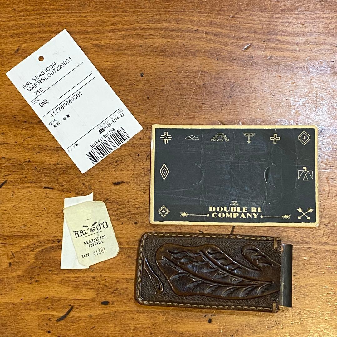 DOUBLE RL レザー マネークリップ　カービング　RRL