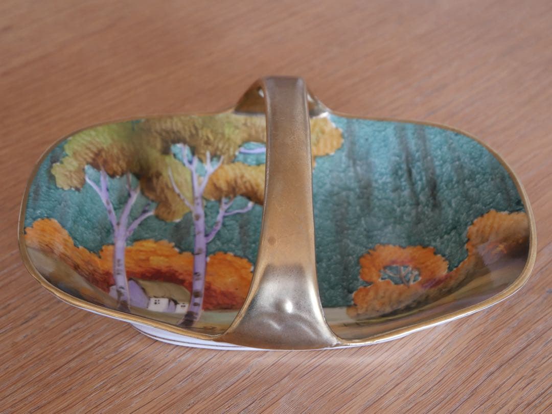 オールドノリタケ 金彩風景図 手付きボウル ハンドペイント アンティーク