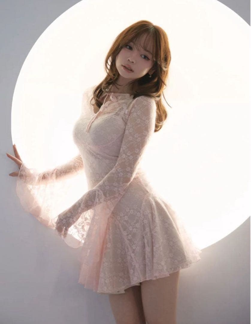ワンピース andmary Cereza lace mini dress pink