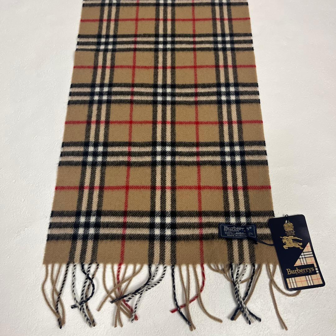 未使用品　バーバリー　ロングマフラー　ノバチェック　　キャメル　英国製